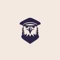 Minimalist Logo: Blue Eagle In Cap - Vintage Academia Style