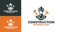 Minimalist Construction Worker Logo Royalty Free Stock Photo