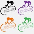 Minimalist logo of a cyclist abstract using negative space