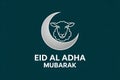Eid al Adha Logo with Sheep Head in Crescent Moon Royalty Free Stock Photo