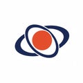 Minimalist logo design featuring an orange circle surrounded by two intersecting dark Royalty Free Stock Photo