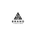 Minimalist logo design three letter t form a triangle or a mountain symbol