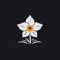 Simple Daffodil And Logo In Arctic White On Black Background