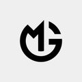 letter Mg or Gm circle shape minimal royalty modern logo Royalty Free Stock Photo