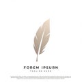 Minimalist logo featuring a stylized feather in a soft beige gradient on a white Royalty Free Stock Photo