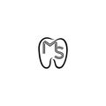 Minimalist Line Art Tooth Logo with MS Initials Royalty Free Stock Photo