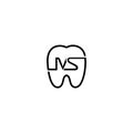 Minimalist Line Art Tooth Logo with MS Initials Royalty Free Stock Photo
