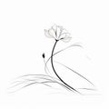 Minimalist Lotus Flower Illustration On White Background