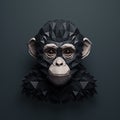 Minimalist Low Poly Monkey Face - Darkly Detailed 3d Chimp Character