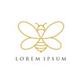 Minimalist and luxury bee logo design , line art style Royalty Free Stock Photo