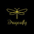 Minimalist and luxury Dragonfly logo design , line art style Royalty Free Stock Photo