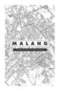 Minimalist Malang City Map Printable Wall Decoration