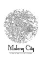 Minimalist Malang City Map Printable Wall Decoration