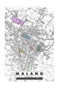 Minimalist Malang City Map Printable Wall Decoration