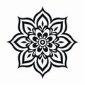 Minimalist Mandala Flower Design: Bold Stencil Symbol