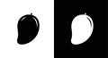 Minimalist Mango Icon Set - Black and White Vector Royalty Free Stock Photo