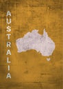 minimalist map and the name of Australia design with grunge wood trendy poster create with nostalgia style and vibrant color.