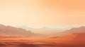 Minimalist Martian Desert Landscape Illustration: Serene And Romanticized Hazy Horizons Royalty Free Stock Photo