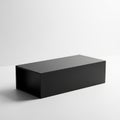Sleek Black Rectangular Box Object on White Background container Royalty Free Stock Photo