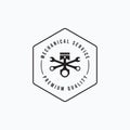 Minimalist mechanical label concept. Simple vintage mechanic logo vector illustration design Royalty Free Stock Photo