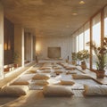 Minimalist meditation space with simple lines and a sense of calm