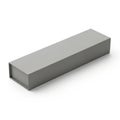 Minimalist metal rectangular box on white surface Royalty Free Stock Photo