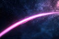 Minimalist meteor trails streak across a vast deep-space backdrop, creating glowing light trails that offer a natural
