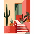 Minimalist Mexico-inspired Poster With Bold Shapes And Rich Tones Royalty Free Stock Photo