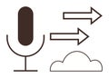 Voice Recording and Data Transfer Concept with Microphone, Arrows, and Cloud Icon Royalty Free Stock Photo