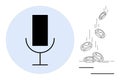 Microphone and Falling Coins Representing Podcasting and Revenue Generation Royalty Free Stock Photo
