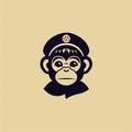 Minimalist Military Monkey Logo With Beret