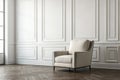 Minimalist modern armchair in white room Royalty Free Stock Photo