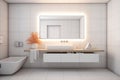 Minimalist, Modern bathroom interior, Interior design of a modern bathroom with a large mirror Royalty Free Stock Photo