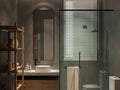 Minimalist Modern Bathroom Interior Grey Rain Shower Relaxing Space