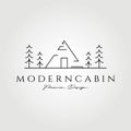 Minimalist modern cabin logo vector illustration design, line art concept