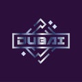 Minimalist modern logo of Dubai. Symbol of most populous city in United Arab Emirates. Creative geometric icon template
