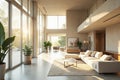 Minimalist Modern Home Interior with Sunlit Open Spaces and Architectural Elegance Royalty Free Stock Photo