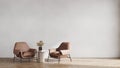 Minimalist modern living room interior background, living room mock up in scandinavian style, empty wall mockup, 3d rendering Royalty Free Stock Photo