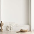 Minimalist modern living room interior background, Scandinavian style Royalty Free Stock Photo