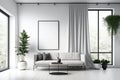 Minimalist modern living room interior background, wall mockup, Royalty Free Stock Photo
