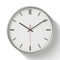 Modern round wall clock showing time isolated on white background Royalty Free Stock Photo