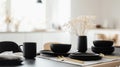 A minimalist and modern table setting with a focus on clean lines and simple forms Royalty Free Stock Photo