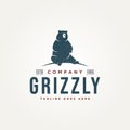 minimalist modern wild grizzly bear animal icon label logo template vector illustration design. grizzly, polar, or honey bear logo