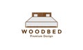 Minimalist modern wood bed furniture interior logo vector symbol icon design illustration Royalty Free Stock Photo