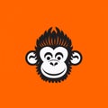 Minimalist Monkey Logo On Vibrant Orange Background