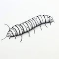 Minimalist Monochrome Drawing Of A Detailed Caterpillar With A Pen