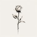 Minimalist Ink Painting: Hand Drawn Rose Illustration