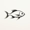 Minimalist Monochrome Fish Sketch With Energetic Strokes