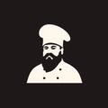 Minimalist Monocolored Chef Icon With Realist Portrait Style