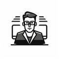 Minimalist Monocolored Icon For Computer Systems Analyst Professional Royalty Free Stock Photo